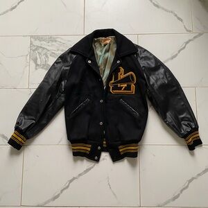 Vintage 1960s 60s Letterman Varsity Jacket Cheerleader L Women’s Size 36 Black